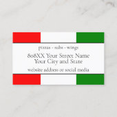 Carte De Visite Restaurant italien Drapeau (Dos)