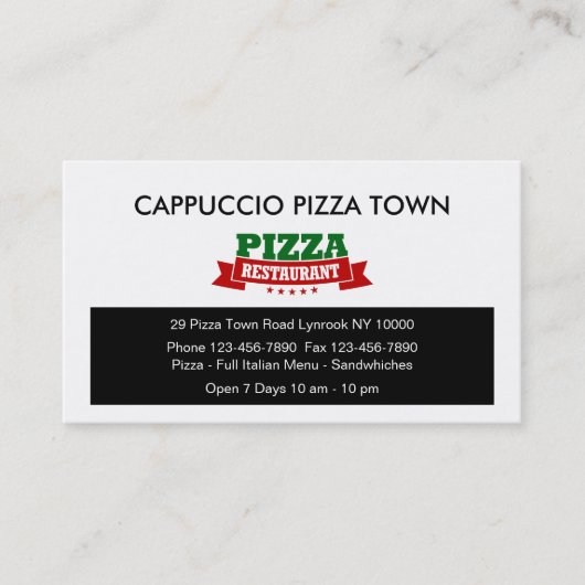 Carte De Visite Restaurant Italien Pizza BusinessCards (Devant)