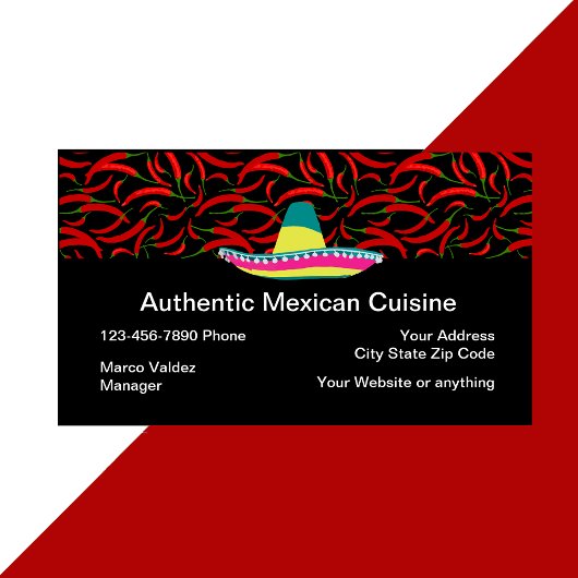 Carte De Visite Restaurant mexicain Cuisine authentique