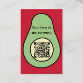 Carte De Visite Restaurant mexicain Spanish Avocado Taco QR (Dos)