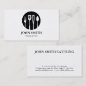 Carte De Visite Restaurant moderne blanc et noir Chef (Devant / Derrière)