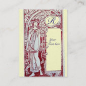 Carte De Visite RESTAURANT MONOGRAM 2 rouge, papier perlé blanc (Dos)