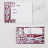 Carte De Visite RESTAURANT MONOGRAM 2 rouge, papier perlé blanc (Devant / Derrière)