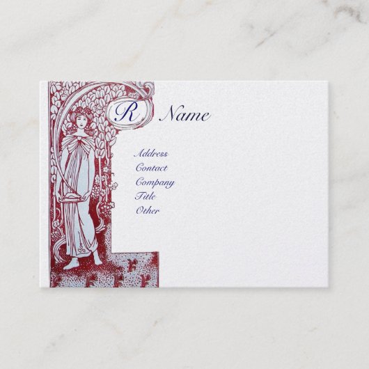 Carte De Visite RESTAURANT MONOGRAM 2 rouge, papier perlé blanc (Devant)
