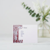 Carte De Visite RESTAURANT MONOGRAM 2 rouge, papier perlé blanc (Debout devant)