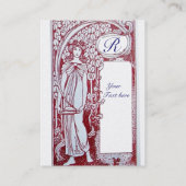 Carte De Visite RESTAURANT MONOGRAM 2 rouge, papier perlé blanc (Dos)