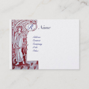 Carte De Visite RESTAURANT MONOGRAMME 2 papier perle rouge et blan