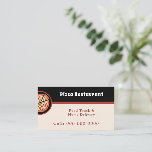 Carte De Visite Restaurant Pizza (Debout devant)