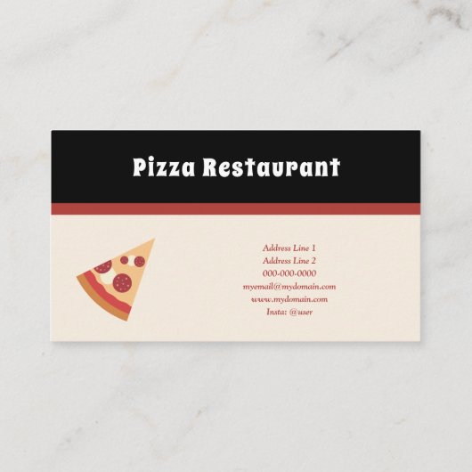 Carte De Visite Restaurant Pizza (Dos)