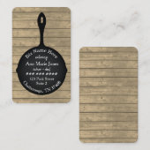Carte De Visite Restaurant Rustic Wood, Iron Skillet Traiteur (Devant / Derrière)