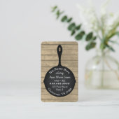 Carte De Visite Restaurant Rustic Wood, Iron Skillet Traiteur (Debout devant)