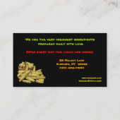 Carte De Visite Restaurant sain de nourritures (Dos)