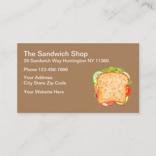 Carte De Visite Restaurant Sandwich Shop (Devant)