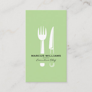 Carte De Visite Restaurant Silverware / Menthe Green
