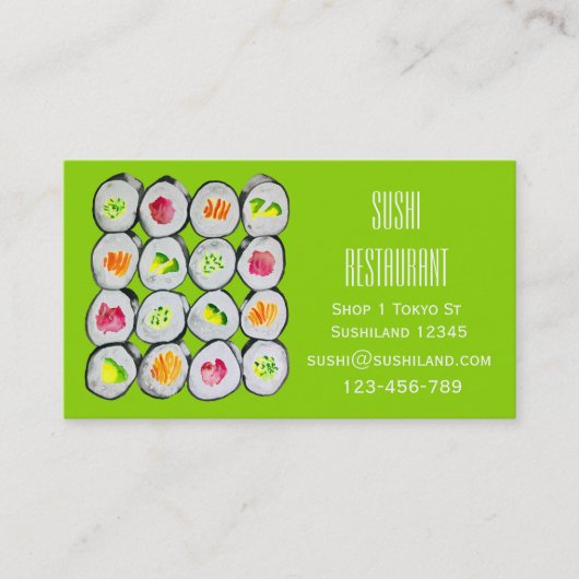 Carte De Visite Restaurant Sushi moderne ou restauration Busin (Devant)