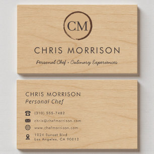 Carte De Visite Restaurant Traiteur Chef Personnel Bois Rustique