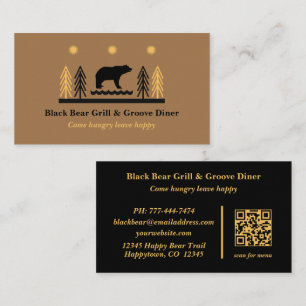 Carte De Visite Restaurant Tribal Rustique du Sud-Ouest Ours Noir