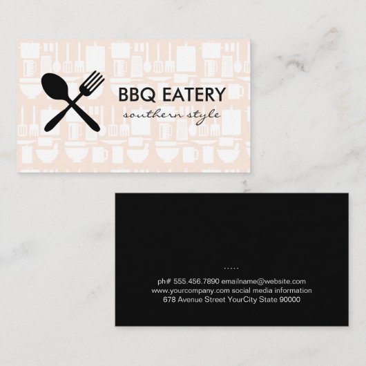 Carte De Visite Restaurant Ustensiles (Devant / Derrière)