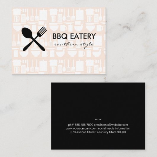 Carte De Visite Restaurant Ustensiles (Devant / Derrière)