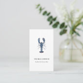 Carte De Visite Restaurant Watercolor Blue Lobster (Debout devant)