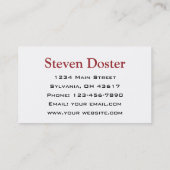 Carte De Visite Restauration (Dos)