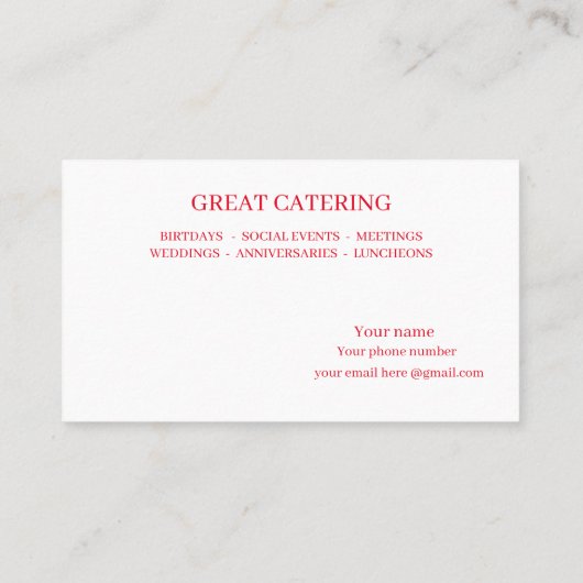 Carte De Visite Restauration (Dos)