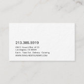 Carte De Visite Restauration asiatique chinoise blanche rouge de (Dos)