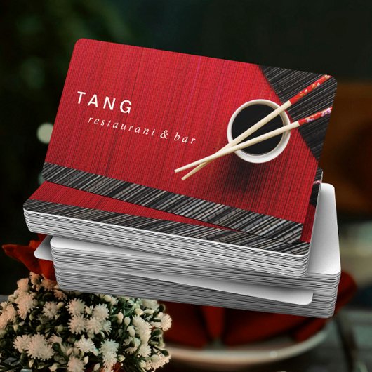 Carte De Visite Restauration asiatique chinoise noire rouge de