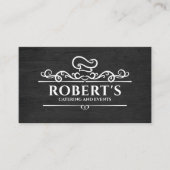 Carte De Visite Restauration - Chef personnel - blanc sur bois noi (Devant)