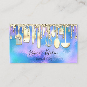 Carte De Visite Restauration Chef Personnel Cuisine Couteaux Bleu 