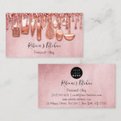 Carte De Visite Restauration Chef Personnel Cuisine Couteaux Rose (Devant / Derrière)