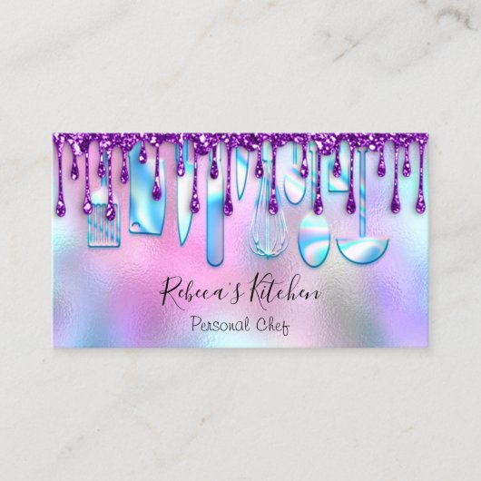 Carte De Visite Restauration Chef Personnel Cuisine Couteaux Viole (Devant)