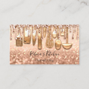 Carte De Visite Restauration Chef Personnel Cuisine Rose Confetti