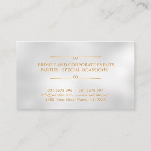 Carte De Visite Restauration - Chef Personnel - Ornement Doré Luxe (Dos)