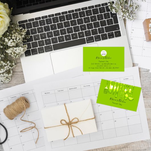 Carte De Visite Restauration Chef personnel Restaurant Citron vert