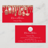 Carte De Visite Restauration Chef Personnel Restaurant Cuivre Roug (Devant / Derrière)