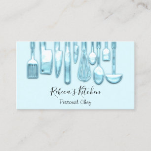 Carte De Visite Restauration Chef Personnel Restaurant Pastel Blue