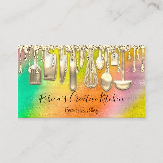 Carte De Visite Restauration Chef personnel Restaurant QR Code Gol (Devant)