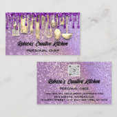 Carte De Visite Restauration Chef personnel Restaurant QR Code Pur (Devant / Derrière)