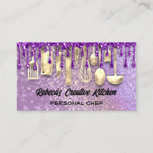 Carte De Visite Restauration Chef personnel Restaurant QR Code Pur