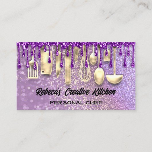 Carte De Visite Restauration Chef personnel Restaurant QR Code Pur (Devant)