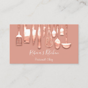 Carte De Visite Restauration Chef Personnel Restaurant Rose Blush