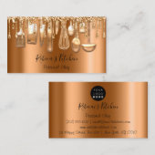 Carte De Visite Restauration Chef Personnel Restaurant Rose Drip C (Devant / Derrière)