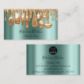 Carte De Visite Restauration Chef Personnel Restaurant Rose Drip G (Devant / Derrière)