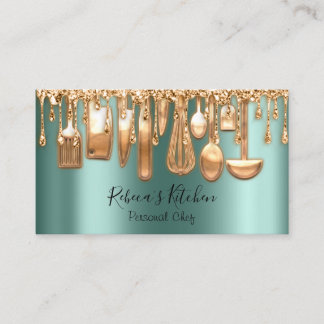 Carte De Visite Restauration Chef Personnel Restaurant Rose Drip G