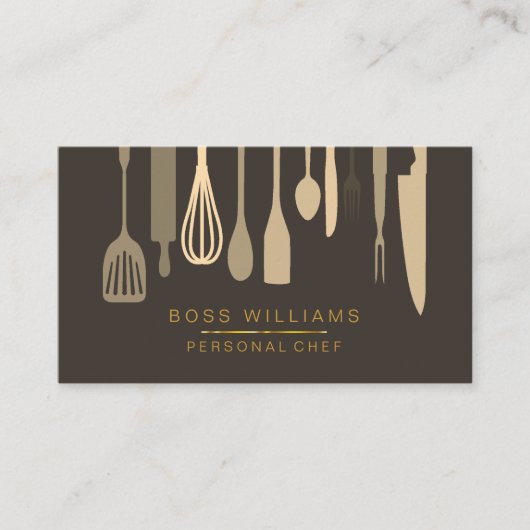 Carte De Visite Restauration Chef Personnel Ustensiles de cuisine (Devant)