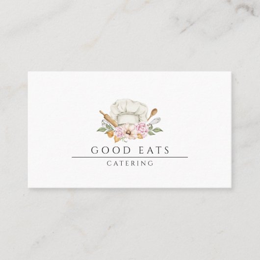 Carte De Visite Restauration Cuisine Aquarelle Chef's Ustensiles C (Devant)