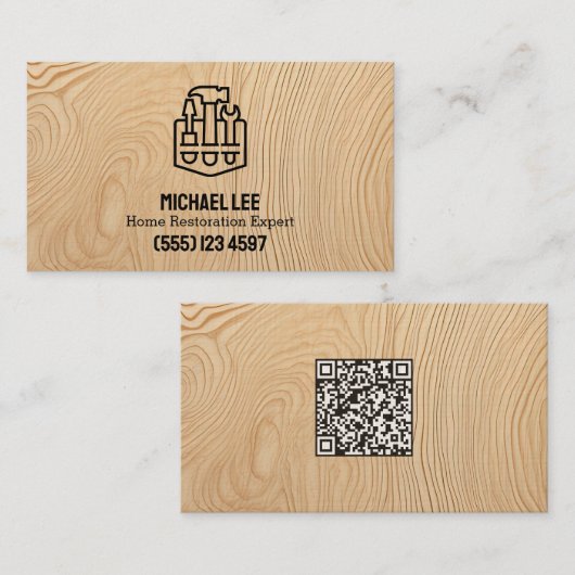 Carte De Visite Restauration de maison Deck Vcard QR (Devant / Derrière)