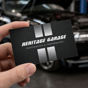 Carte De Visite Restauration de Muscle Car - Bandes de Course Noir
