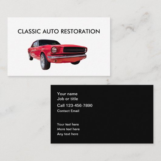 Carte De Visite Restauration de voitures classiques de luxe (Devant / Derrière)
